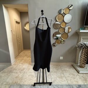 Elegant Black Halter Dress